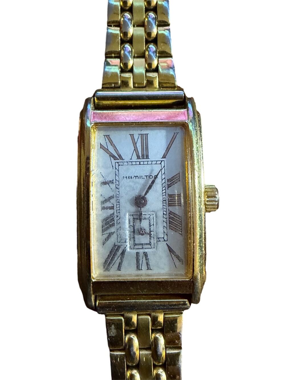 Hamilton Registered Edition 6162 Quartz Rectangular Watch Gold Tone